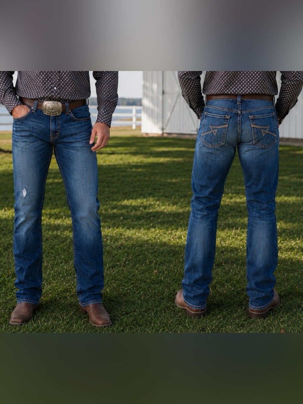 Rock & Republic Stone Cold 100% Cotton Distressed Denim Blue Jean Men W/36 L/32